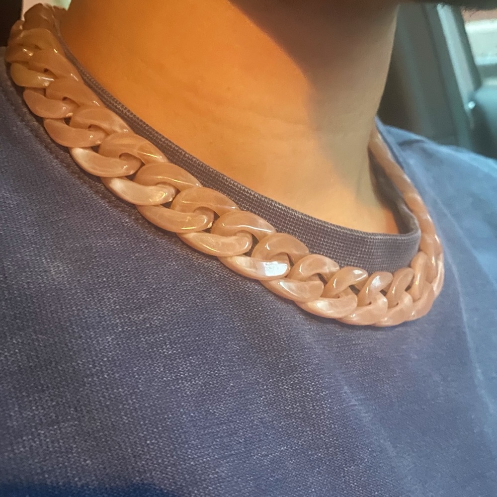Peach marble acrylic necklace